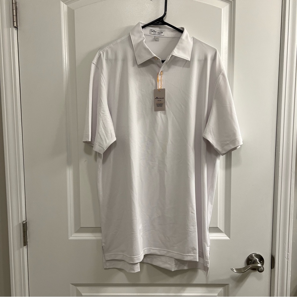 Peter Millar Summer Comfort Golf Polo Shirt Men's L White Embroidered